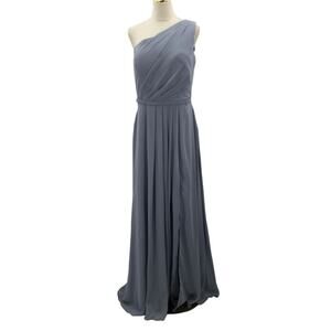 FORMAL SZ 16 1x plus blue assymetrical one shoulder bridesmaid maxi dress B78